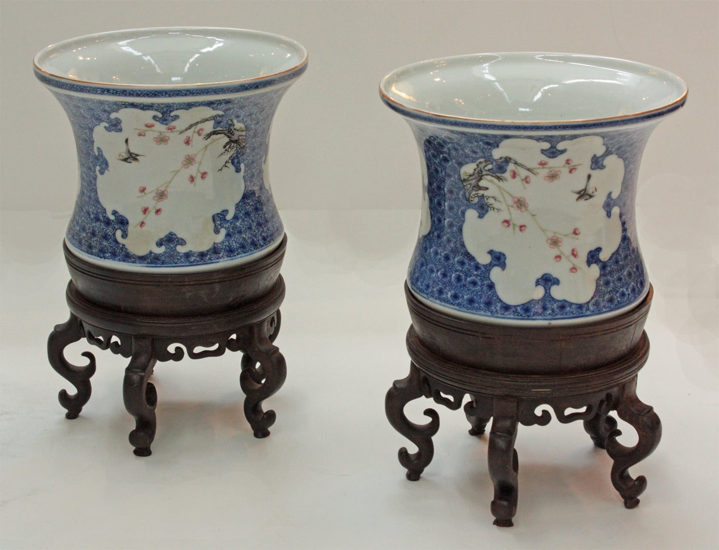Pair of Chinese Porcelain Jardineres on Custom Stands