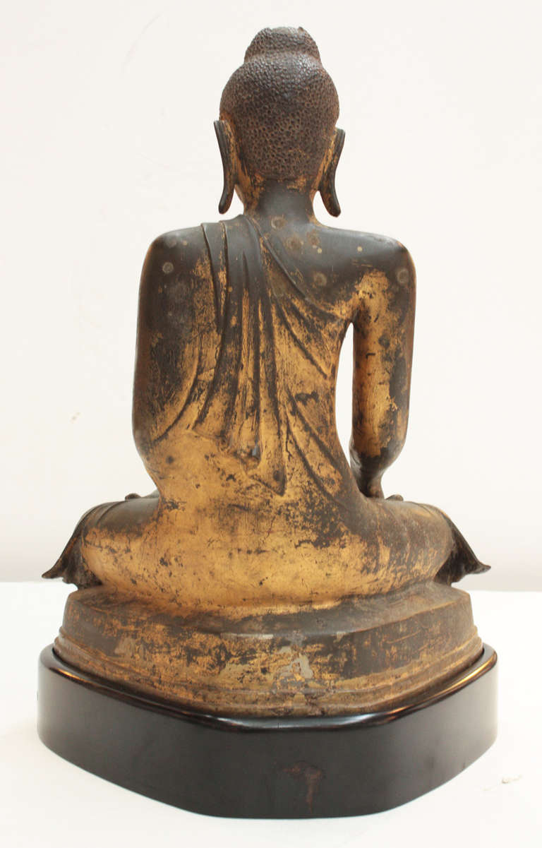 19th Century Large Thai Gilt Bronze Buddha