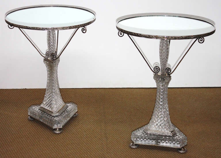 Pair Cut Crystal Gueridons by Cristal et Bronze, Paris