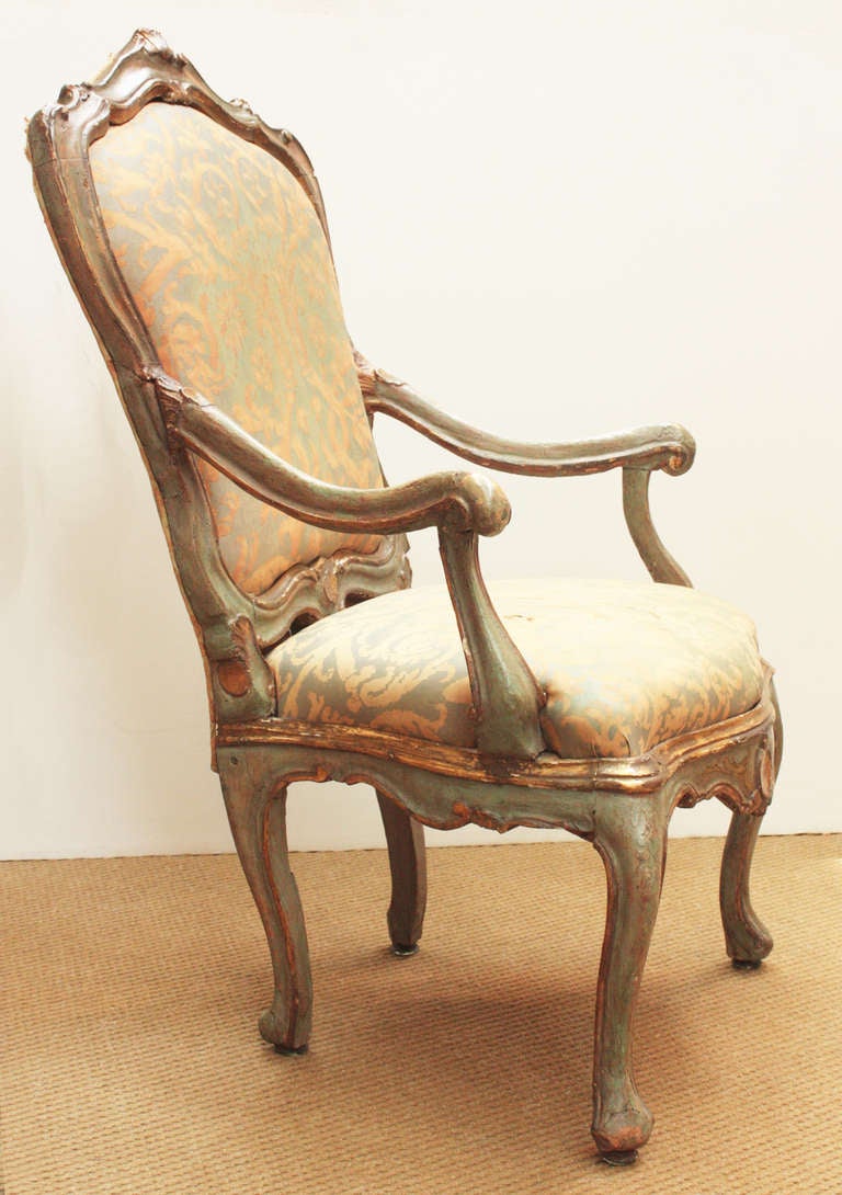 Baroque Venetian Painted and Gilded Armchair