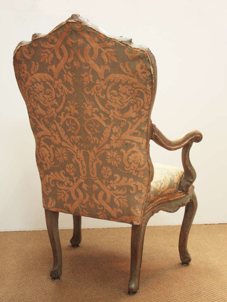 Italian Venetian Painted and Gilded Armchair