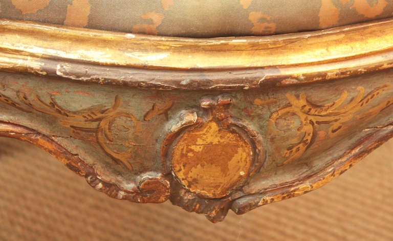 Wood Venetian Painted and Gilded Armchair