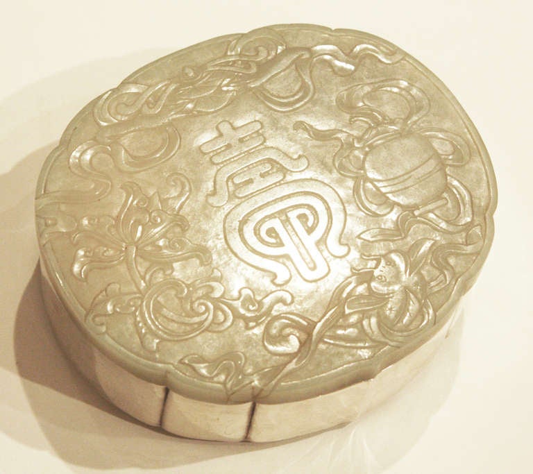 Taxco Sterling Silver Box with Jade Lid by Antonio Pineda