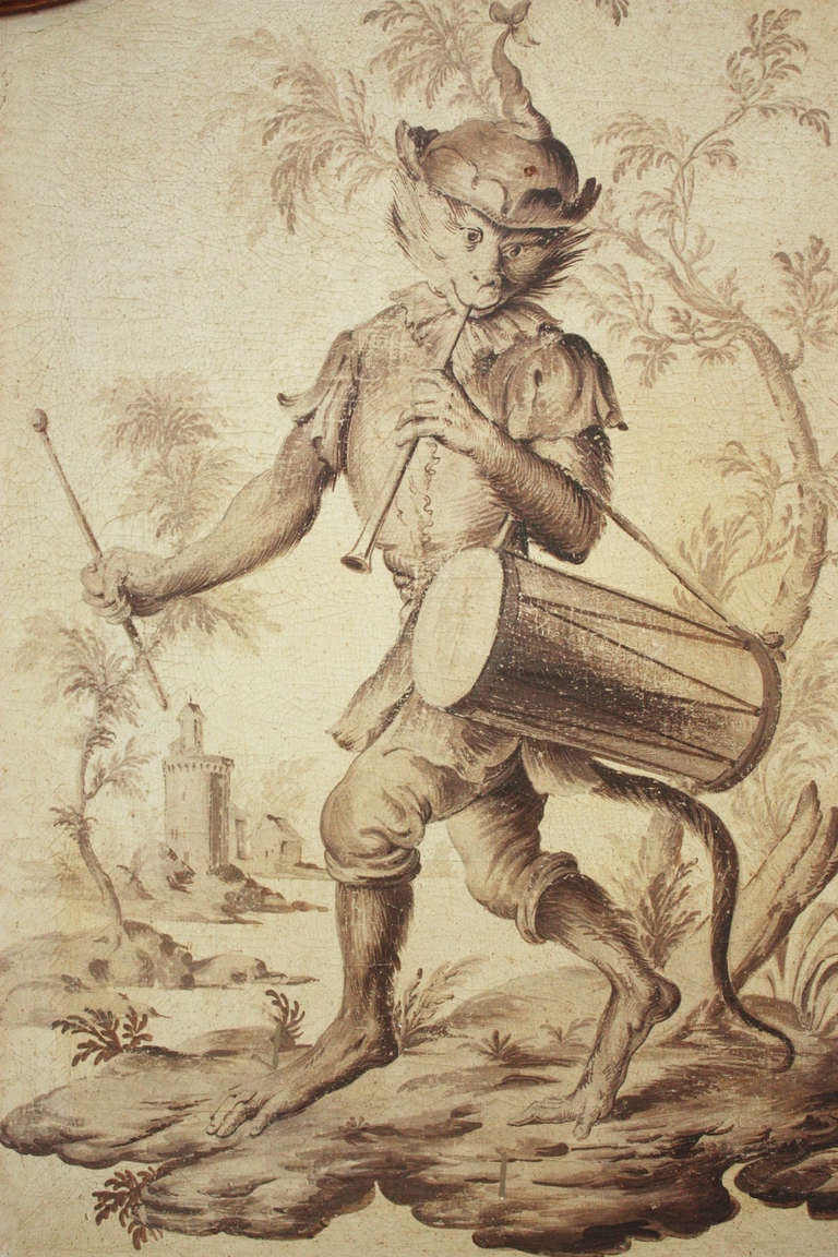 Baroque Arm Drum and Fife Player, after Affenkapelle (Monkey Band)
