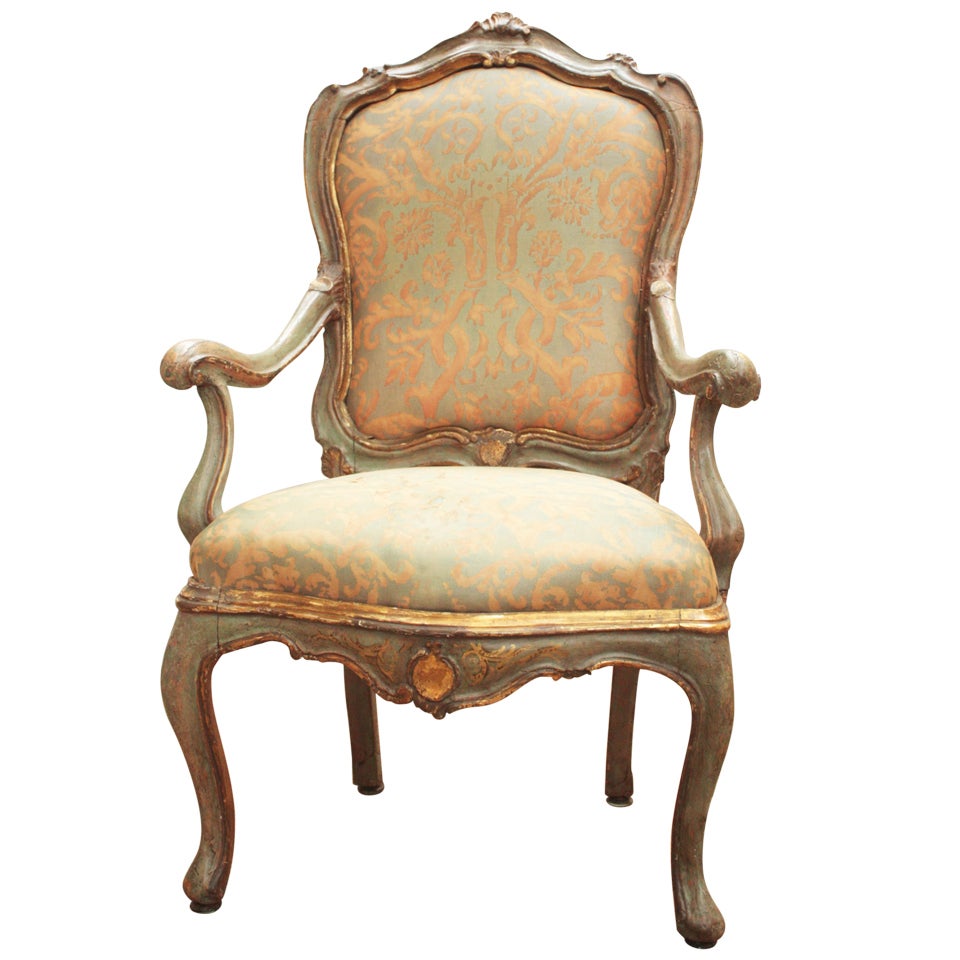 Venetian Painted and Gilded Armchair