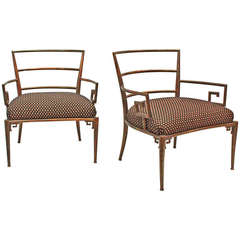 Pair of Greek Key Lounge Chairs by Mastercraft