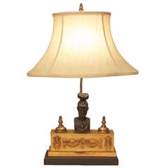 Antique 19th Century French Inkwell as Custom Lamp