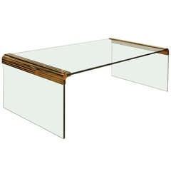 Italian Glass and Brass Waterfall Cocktail Table by Pace Collection