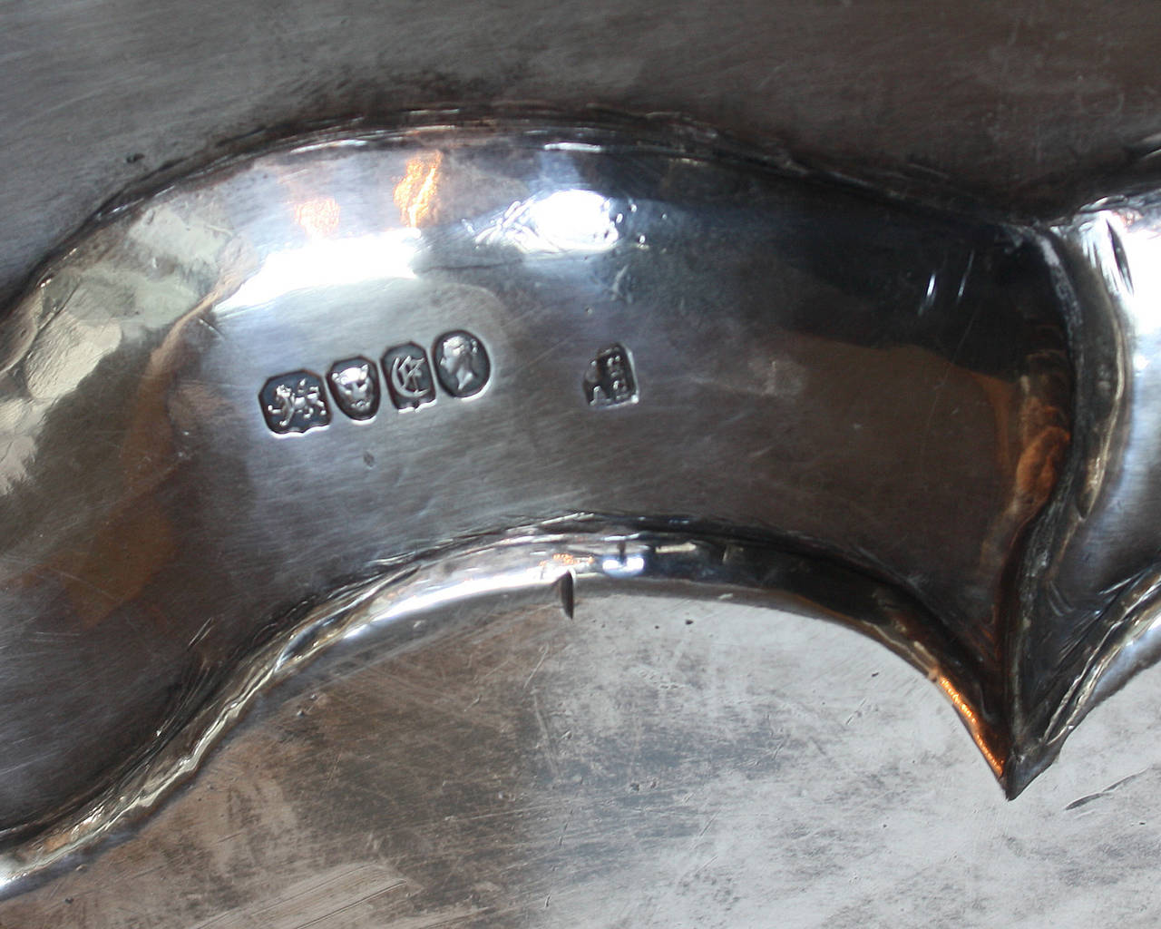 Baroque Large Round Sterling Silver Footed Tray by Joseph II and Albert Savory, London