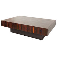 Low-Profile Platform Coffee Table with Oystered Rosewood Veneers