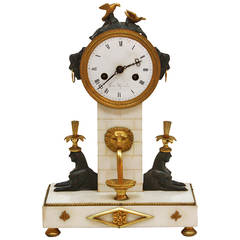 French Empire Egyptian Revival Clock Marked Gaston Jolly à Paris
