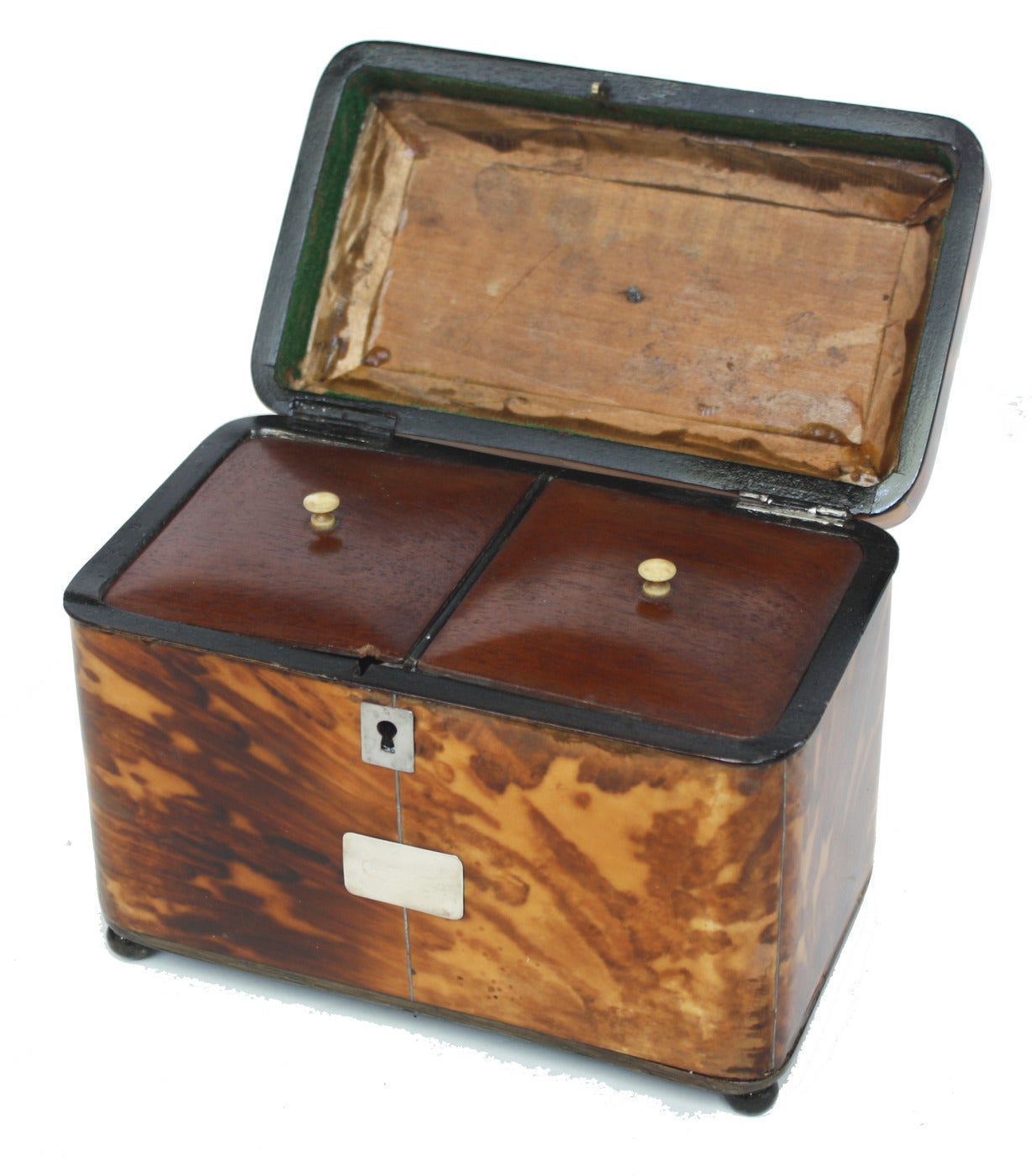 English Regency Tortoiseshell Tea Caddy In Good Condition In Dallas, TX