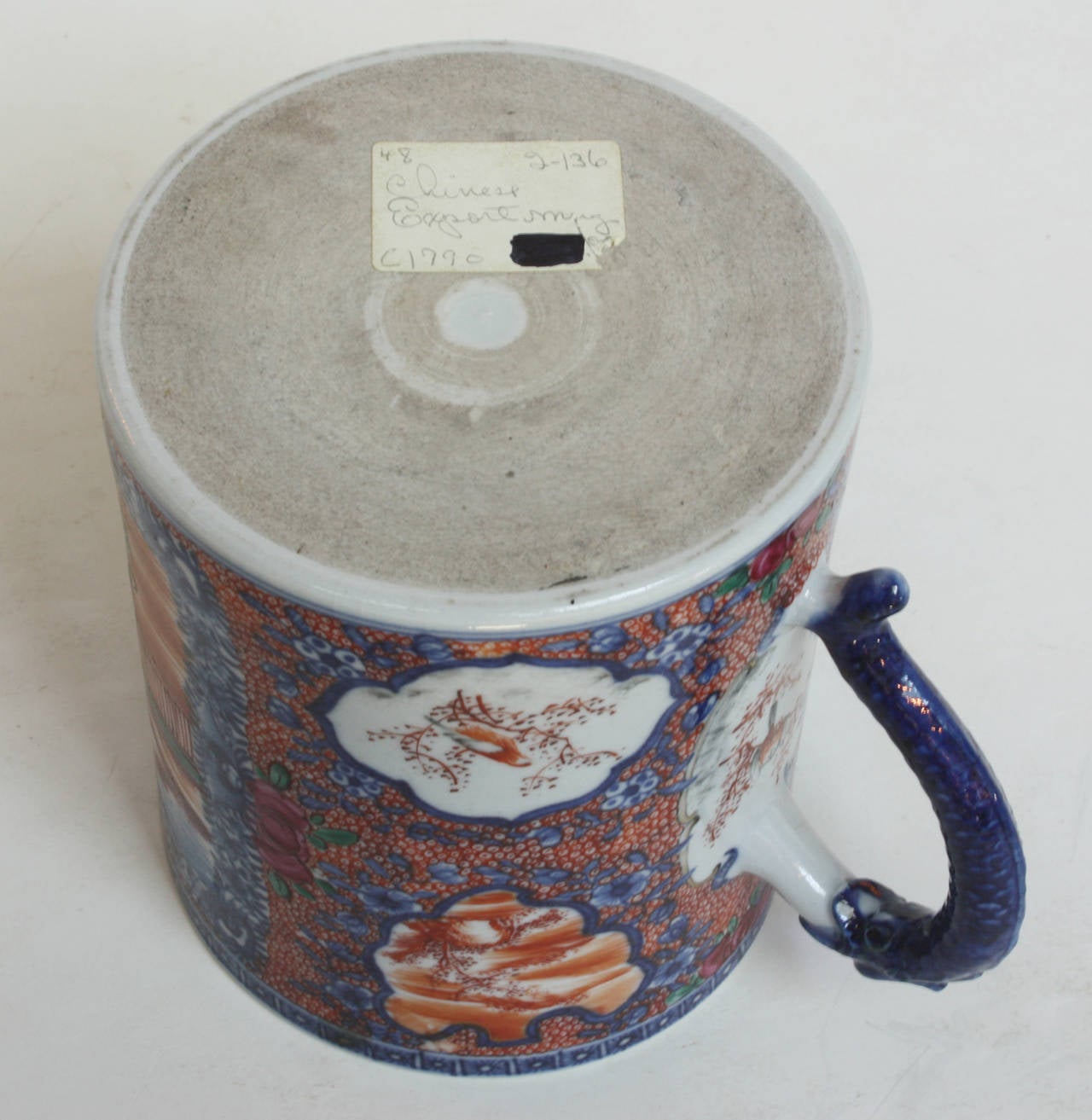 Large 18th Century Chinese Export Porcelain Mandarin Tankard 2