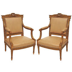Pair of Louis XVI Style Fauteuils