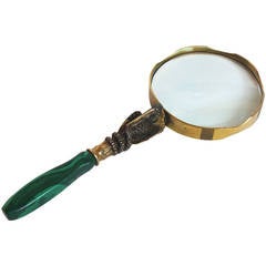 Lente d'ingrandimento con impugnatura in malachite