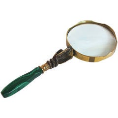 Vintage Magnifying Glass with Malachite Handle