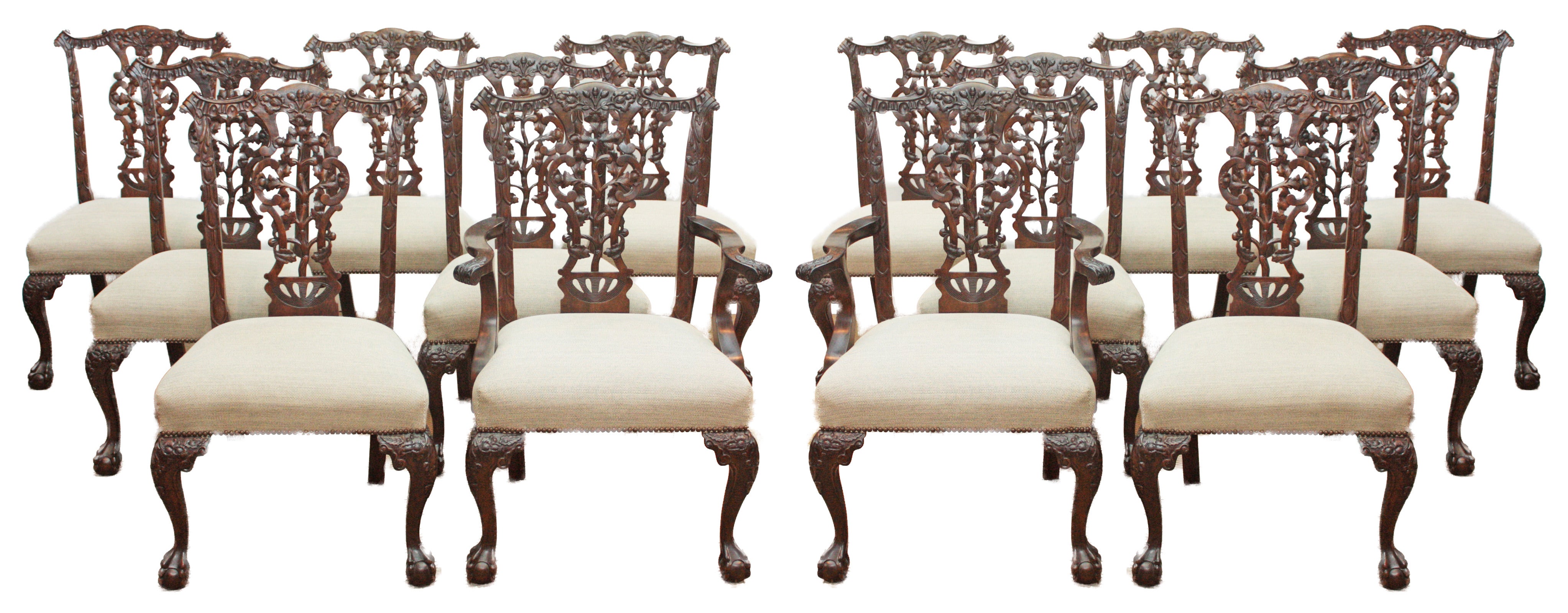 Set of 14 Chippendale Style Ribband-back Chairs