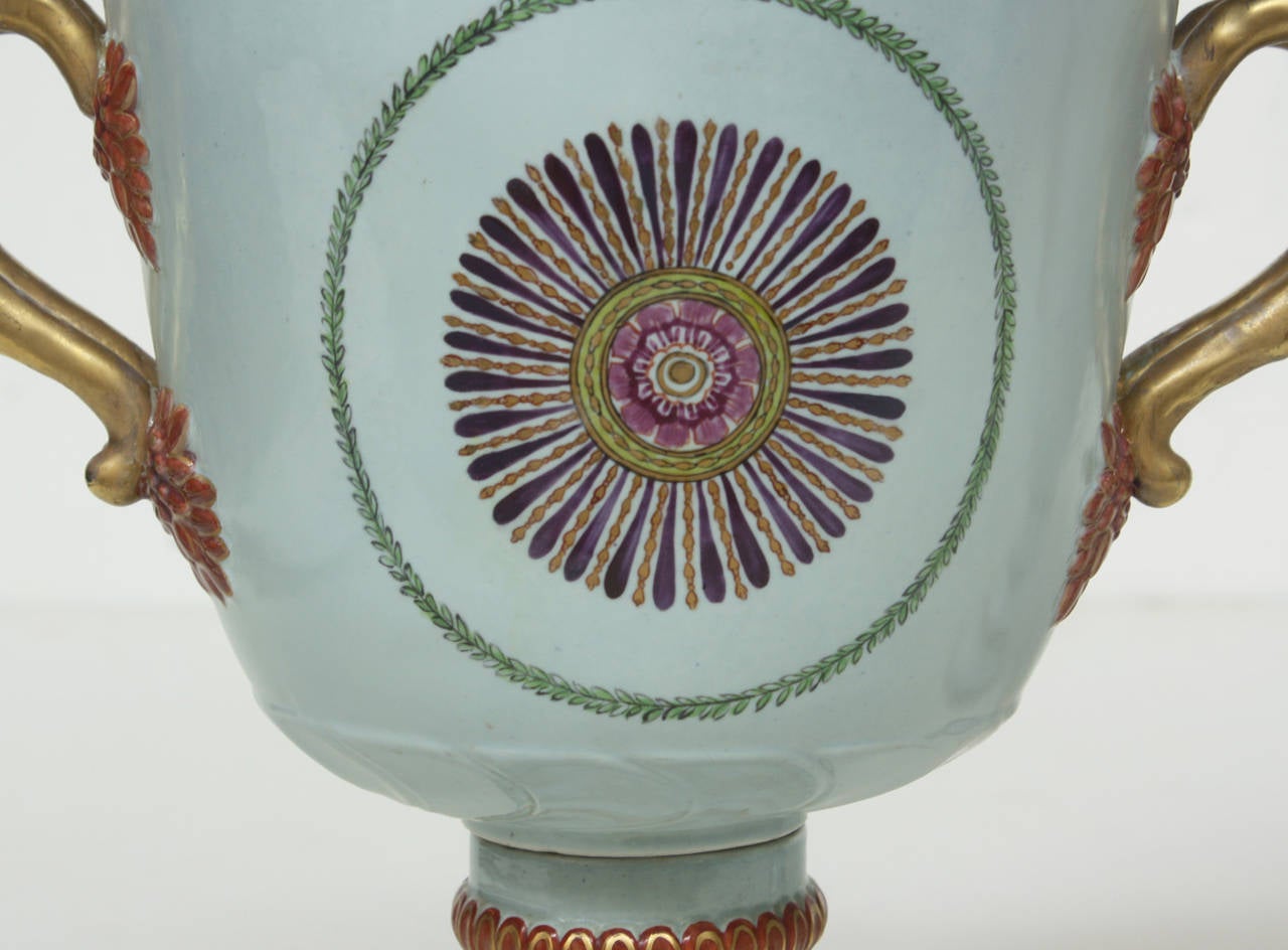Enameled Early 19th Chinese Export Lidded Urn-Form Jars