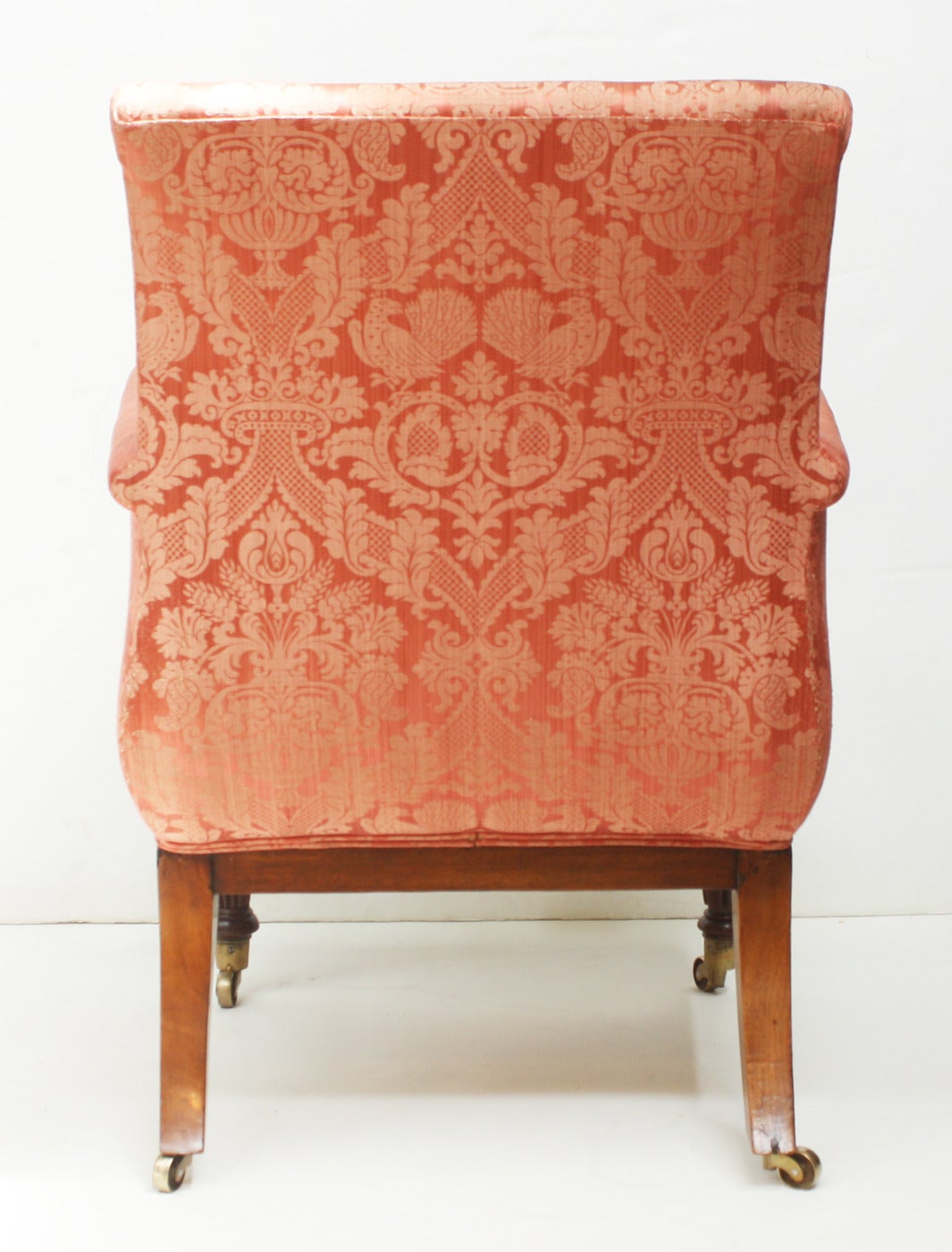 Carved English Regency Mahogany Library Chair