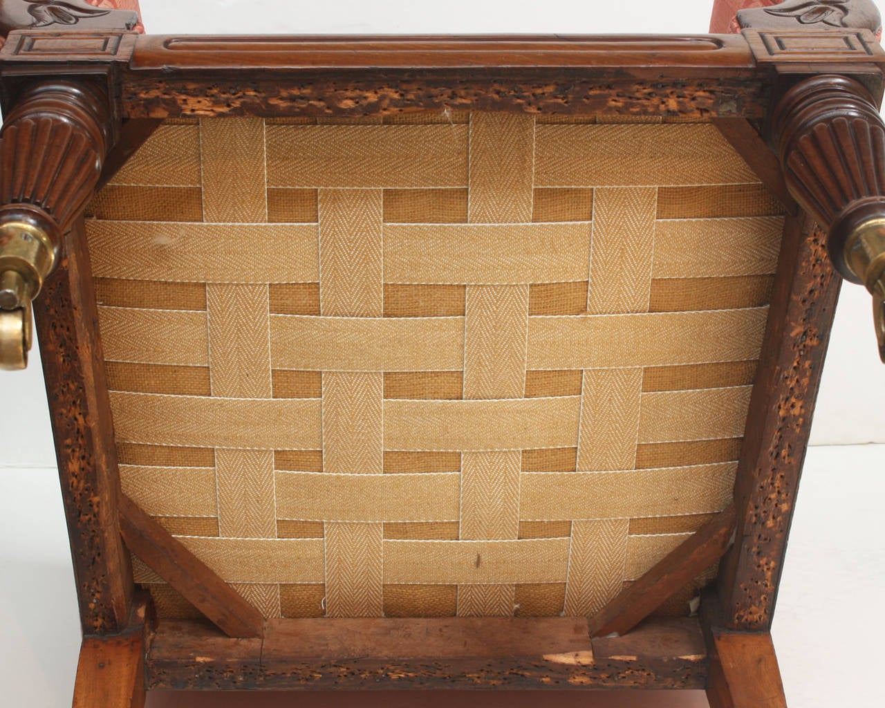 Fabric English Regency Mahogany Library Chair