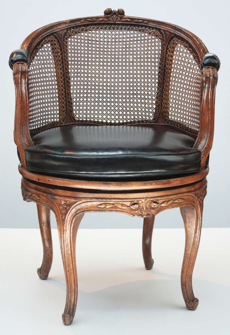 Revolving Louis XV Style Barrel Back Chair by Don Ruseau Inc.