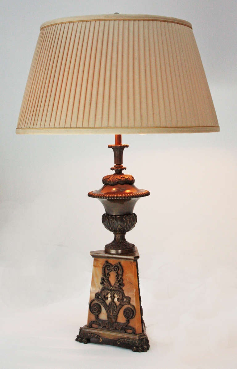 Great Britain (UK) Regency Sienna Marble and Bronze Lamp