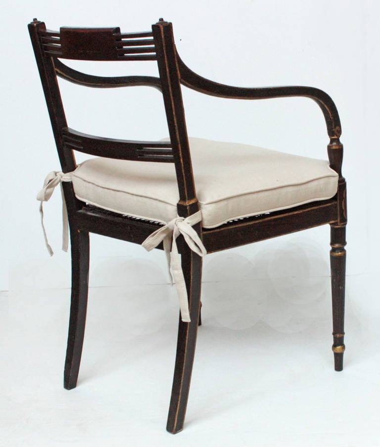 Cane Pair of Regency Arm Chairs