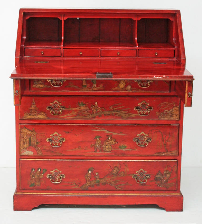 Georgian Style Drop Front Chinoiserie Desk