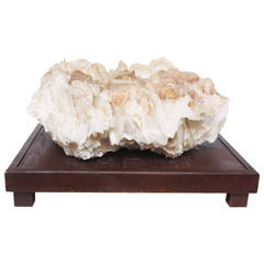 Large Mineral Specimen of  Blade Selenite with Wooden Stand