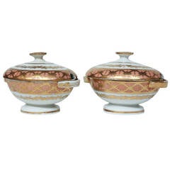 Pair 19th Century English Porcelain Sauce Tureens