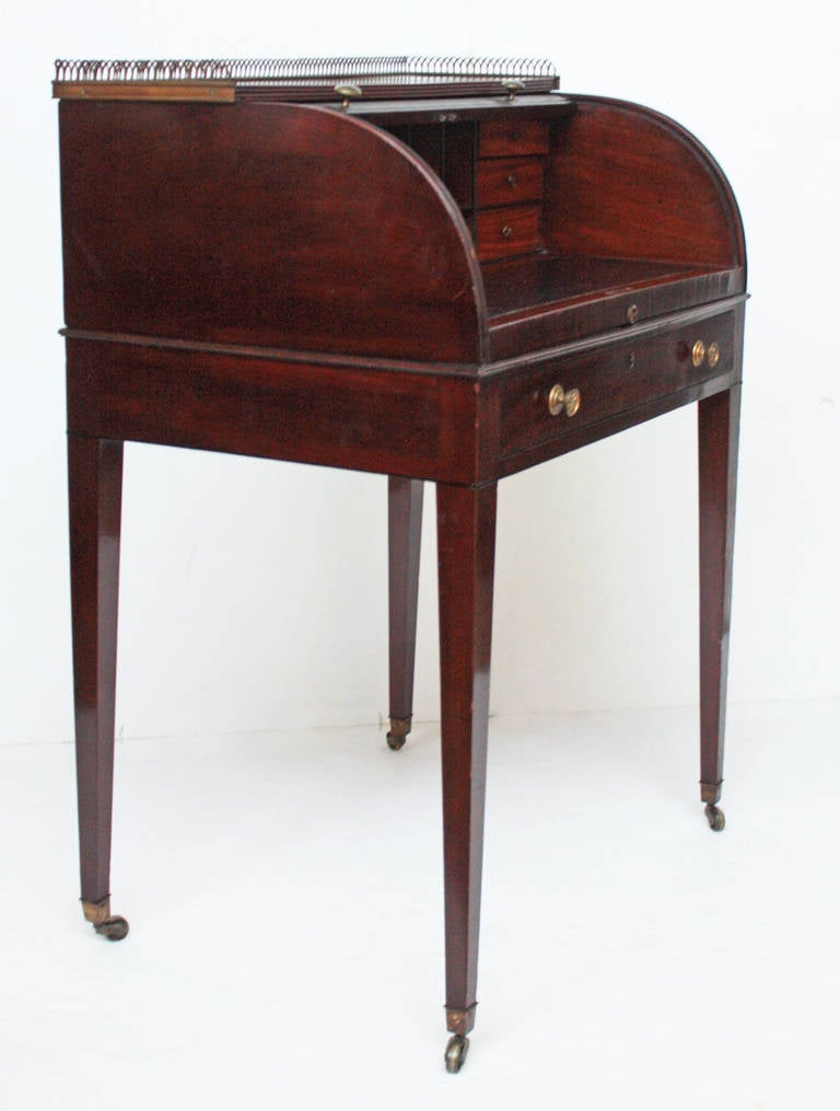 Regency George III Mahogany Tambour Desk