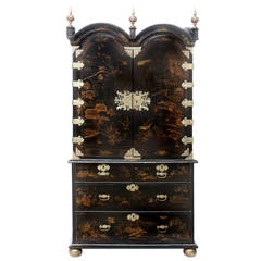 Antique Japanned Black Lacquer Cabinet