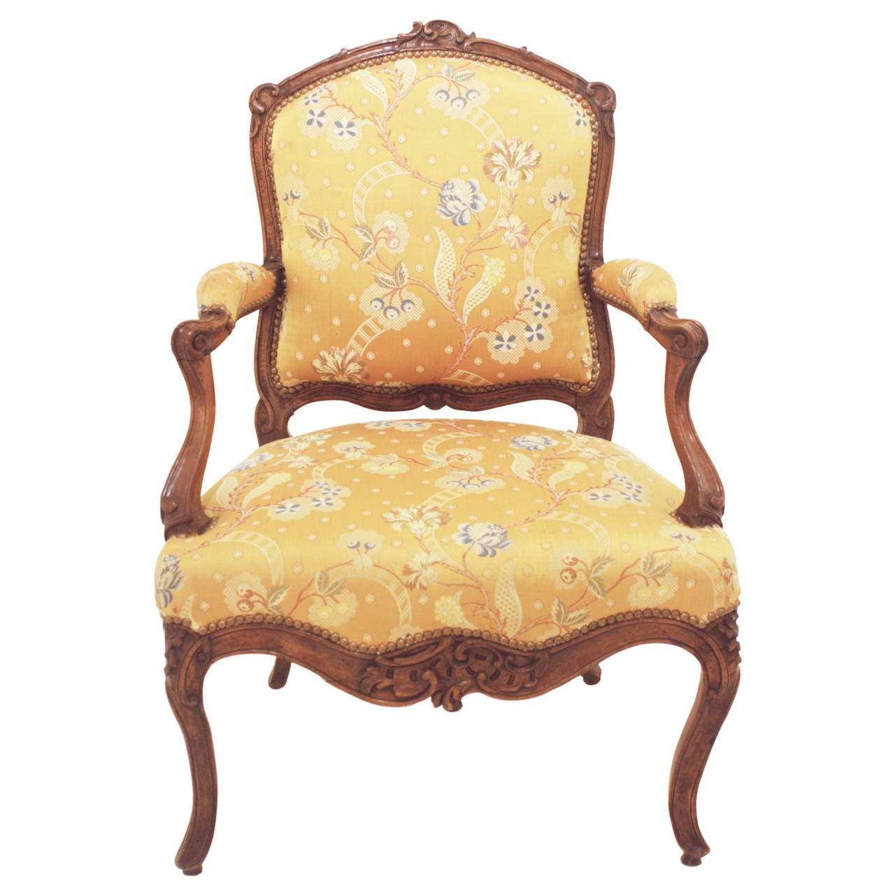 Louis XV Period Walnut and Upholstered Fauteuil For Sale at 1stdibs