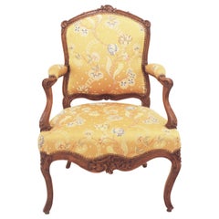 Louis XV Period Walnut and Upholstered Fauteuil