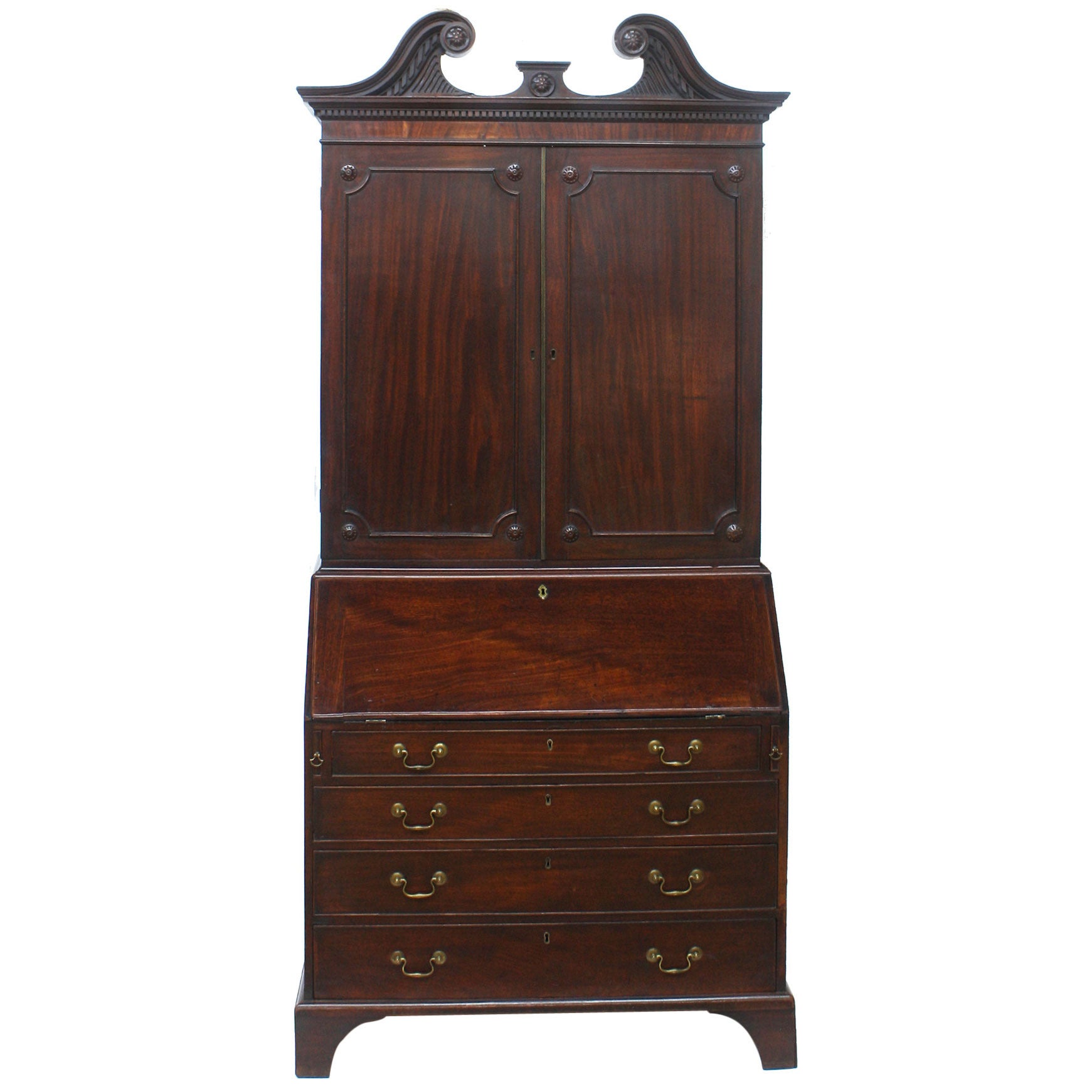 Late 18th Century English Mahogany Secretary Bookcase with Fall Front