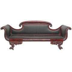 Antique Flame Mahogany Sofa with Original Horsehair, American Classical