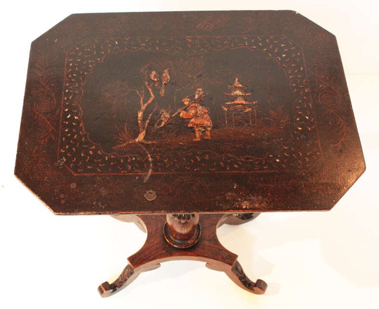 19th c. Regency Octagonal Chinoiserie Card Table