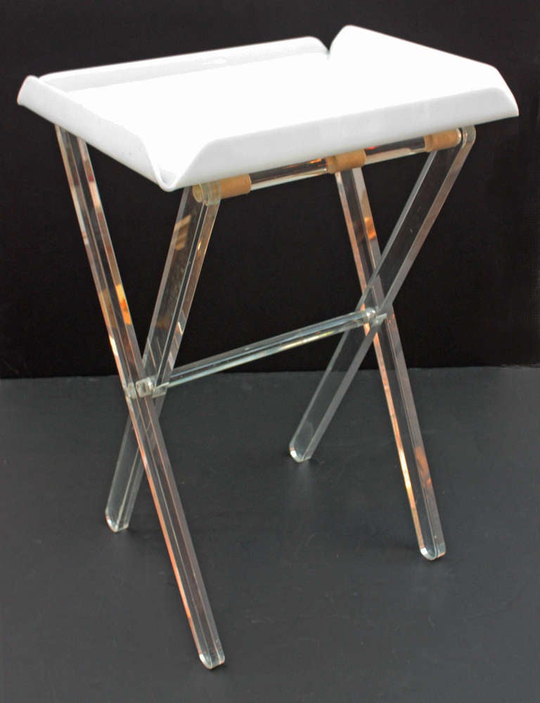 Lucite Drinks / Serving Tray on Stand
