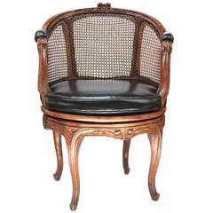 Vintage Revolving Louis XV Style Barrel Back Chair by Don Ruseau Inc.