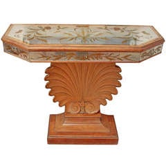 Mirrored Console with Carved Shell Base circa 1940s