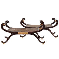 Pair of  "X" Form Regency Style Window Seats