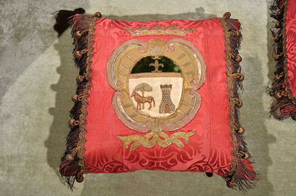 19th Century Bullion Crest Pillow / Early Continetial Crest