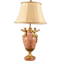 Antique Large Rose Marble Lamp
