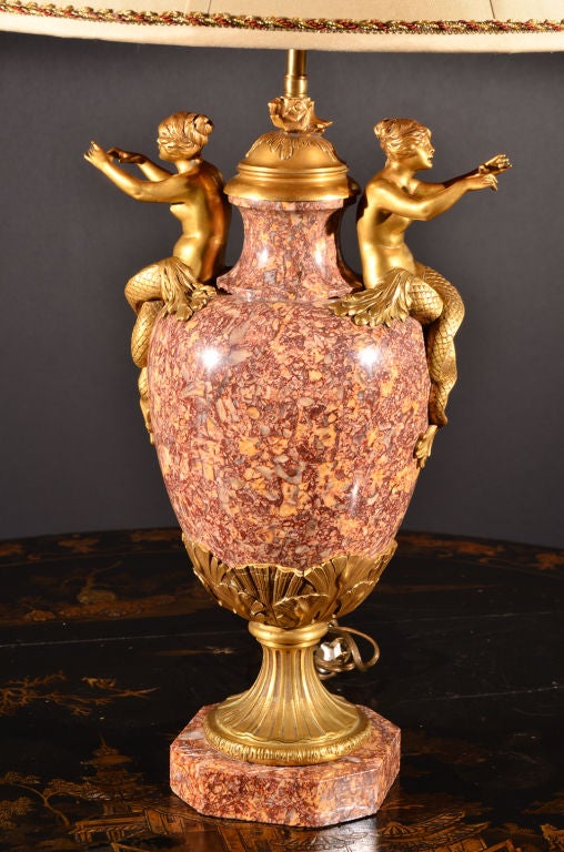 Large Rose Marble Lamp