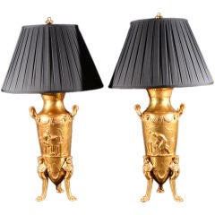 Antique Pair of Neo-Grec Lamps by F. Barbedienne