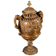 A Finely Cast Large 19th Century French Bronze Potpourri Urn