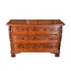 Rare 17th Century Italian Walnut Commode