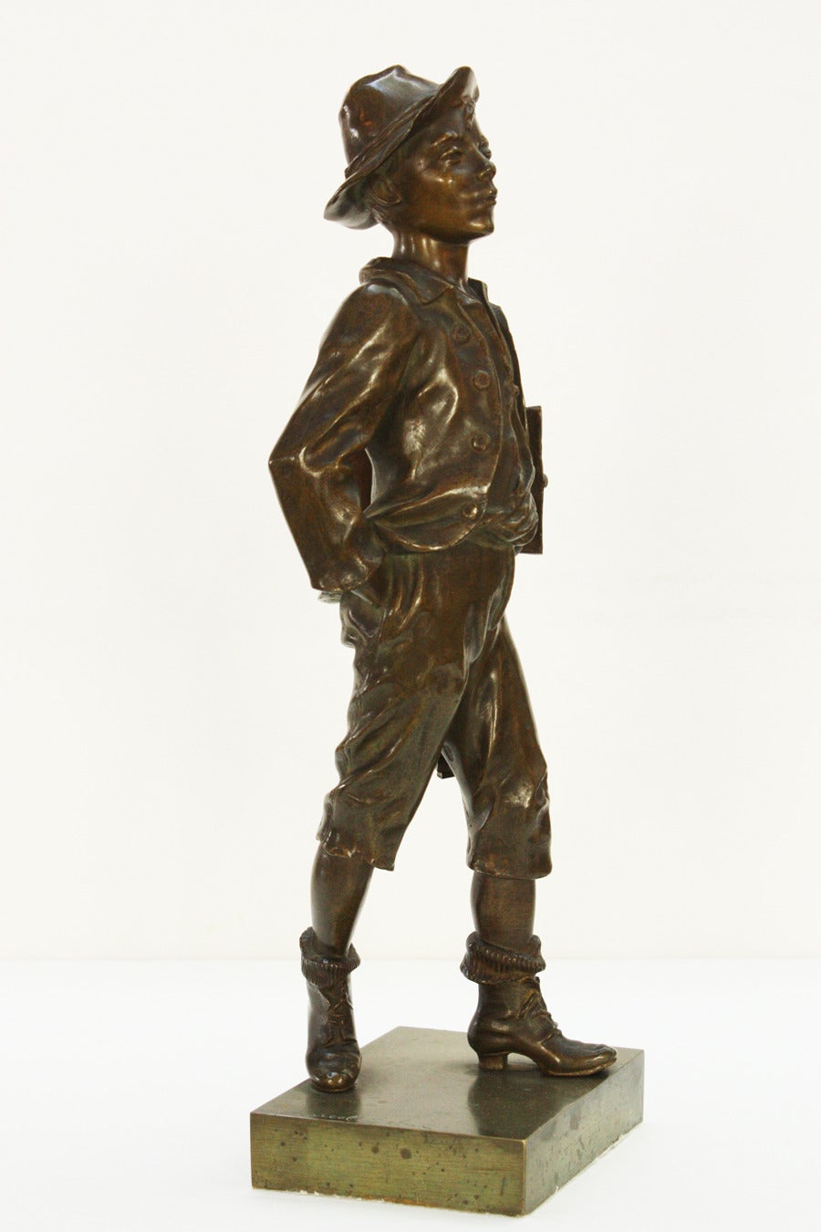 Bronzed Bronze Statue of a Schoolboy by Marcel Debut