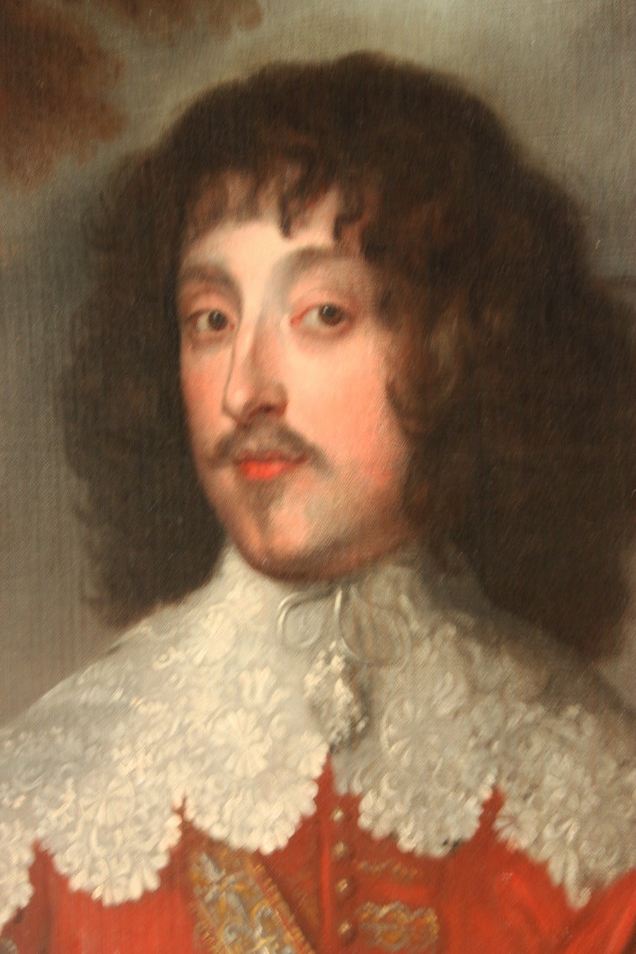 a framed oil on canvas portrait of William Villiers, 2nd Viscount Grandison (1614 -1643) after Sir Anthony van Dyck

83.25