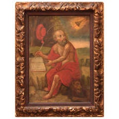 Antique St. Jerome and the Lion / Spanish Colonial Art